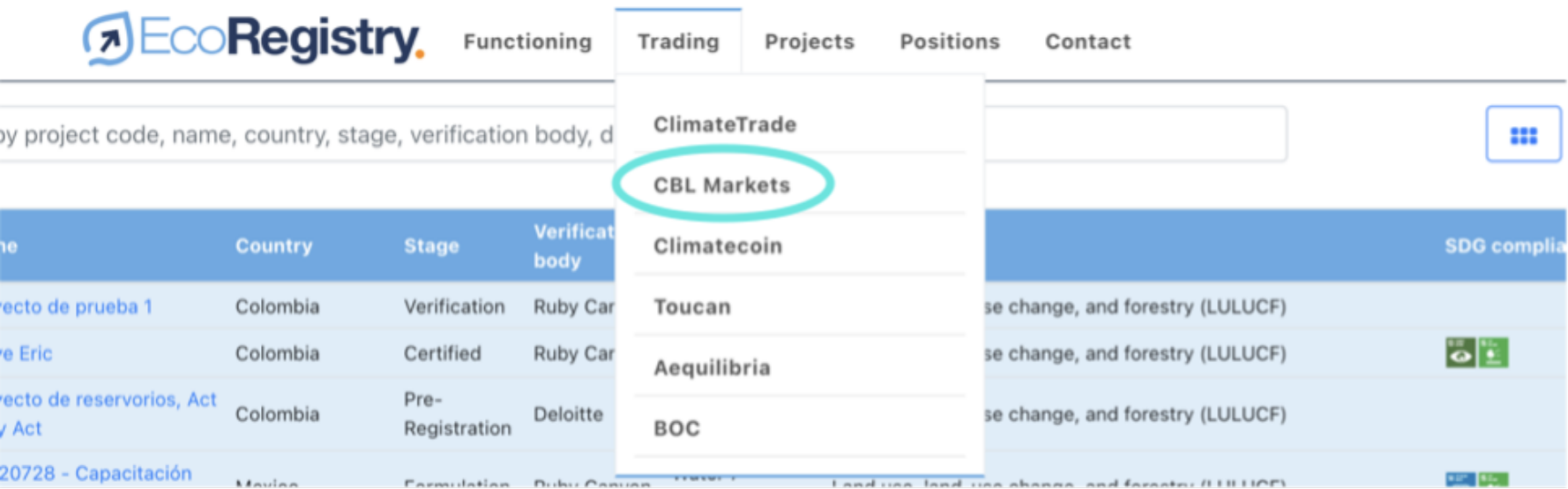 Blocking Credits in EcoRegistry for Trading CERCarbono